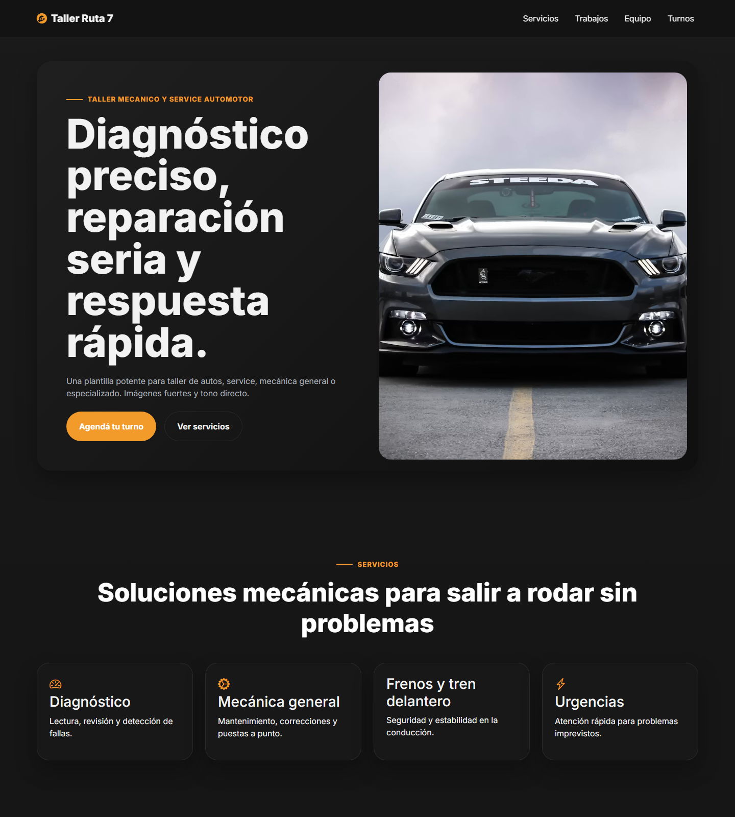 Preview plantilla taller de autos